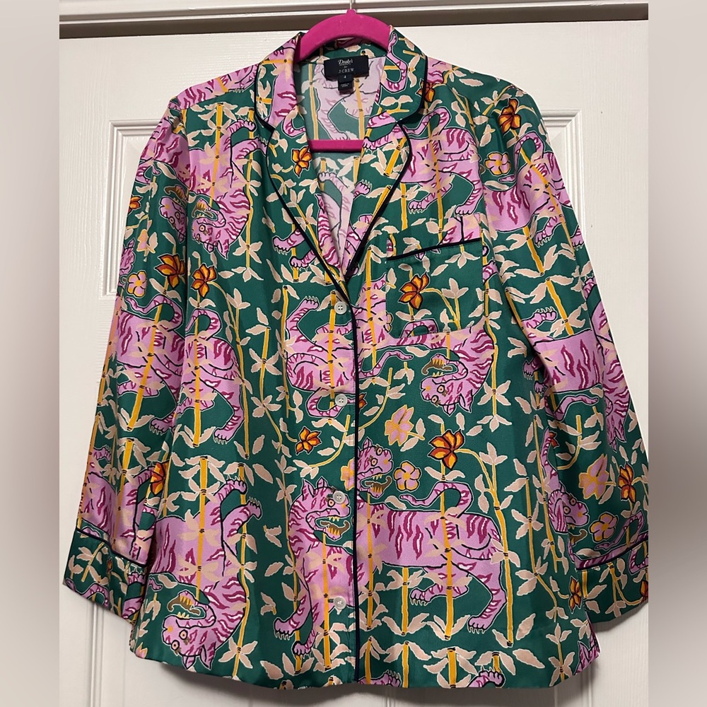 Drake’s for J. Crew Pink Bengal size 4 silk blouse